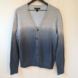 Banana Republic Men's Pima Cotton Grid Ombre Cardigan Sweater Medium